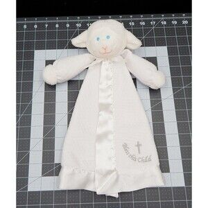 Mary Meyer Bless This Child White Lovey Lamb Baby Security Blanket Satin Trim